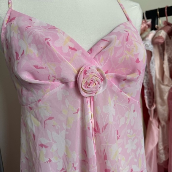 Vintage Linda Floral Pink Women's chemise slip M coquette fairy feminine - Picture 4 of 7